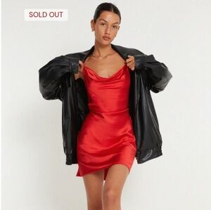 Motel Rocks Paiva Slip Dress in Satin Red - Medium